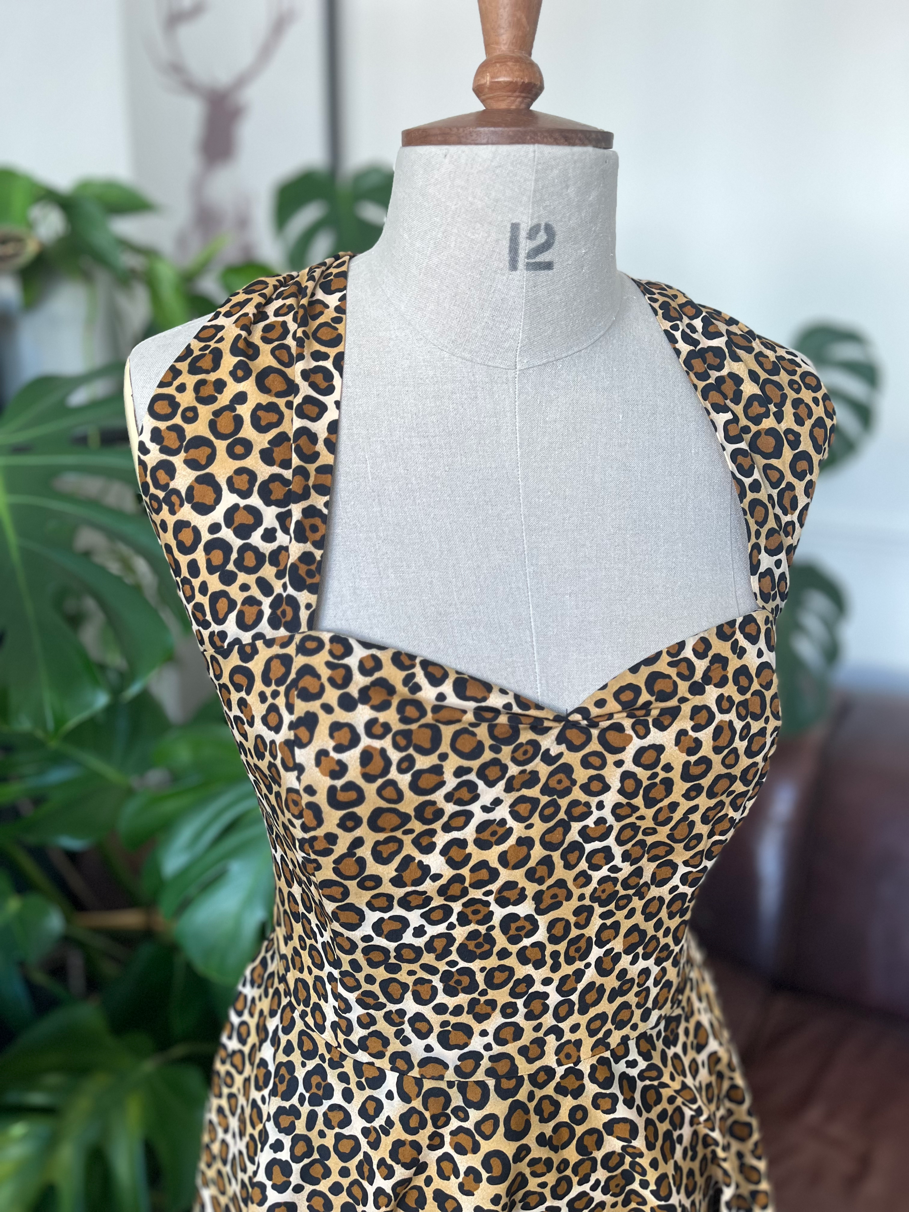Leopard print halter neck dress