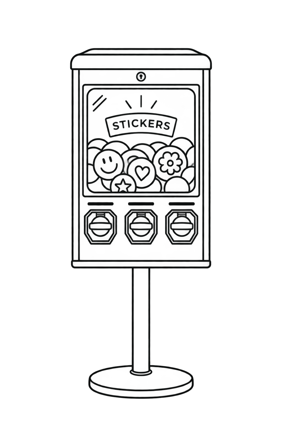 Outline icon of a vintage coin-operated sticker vending machine