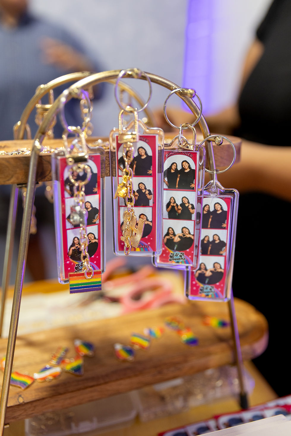 Personalized photo keychains created on-site for an event in Raleigh, NC