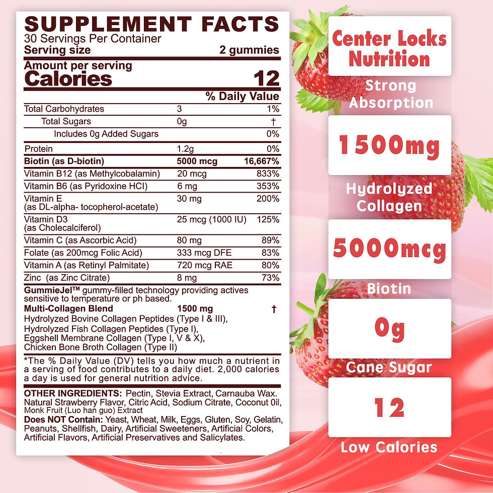 Thumbnail: Sugar-Free Hydrolyzed Collagen Peptide Filled Gummies,Extra Strength 1500mg
