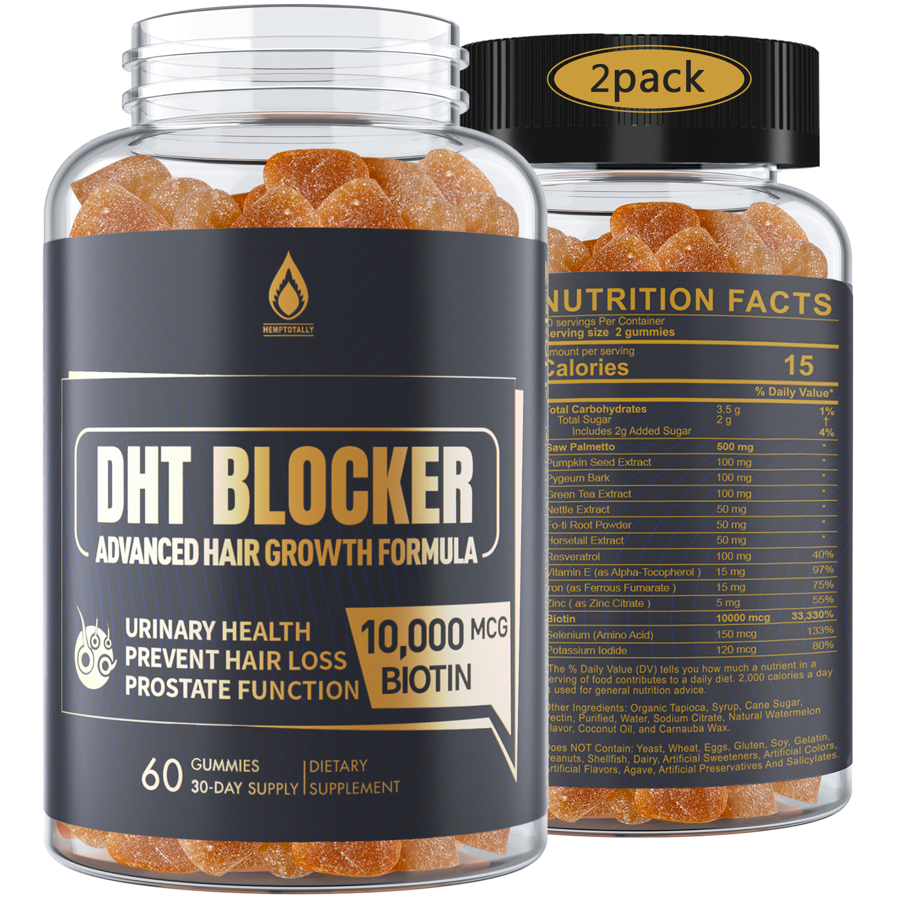 DHT Blocker Gummies Hair Growth Supplement, Super Potency Saw Palmetto & Biotin