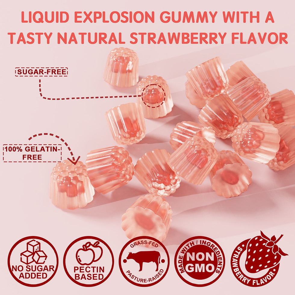 Thumbnail: Sugar-Free Hydrolyzed Collagen Peptide Filled Gummies,Extra Strength 1500mg
