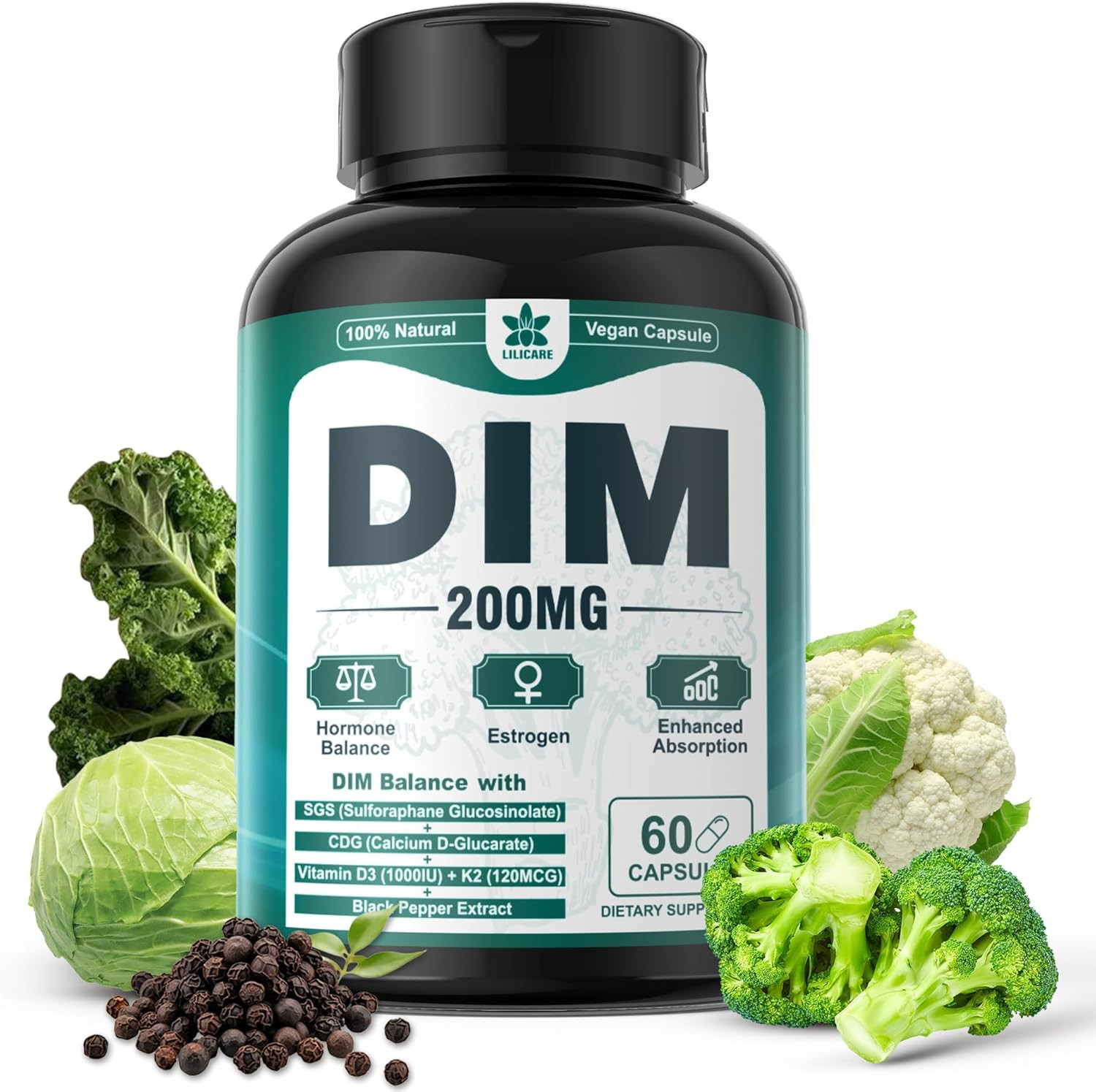 DIM Supplement 200mg/400mg, Menopause Supplements for Women Support Hot Flashes