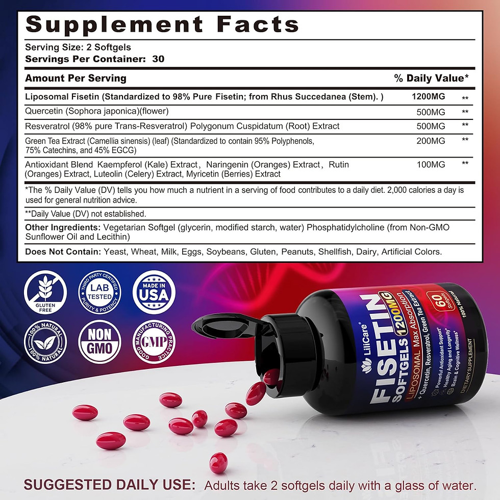 Thumbnail: Fisetin Supplement - Liposomal Super Absorption 98% Pure 1200mg Fisetin