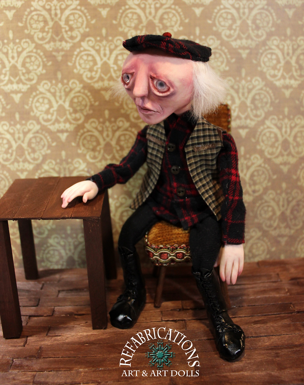 Thumbnail: Alfred - One of a Kind Clay Posable Sitting Art Doll
