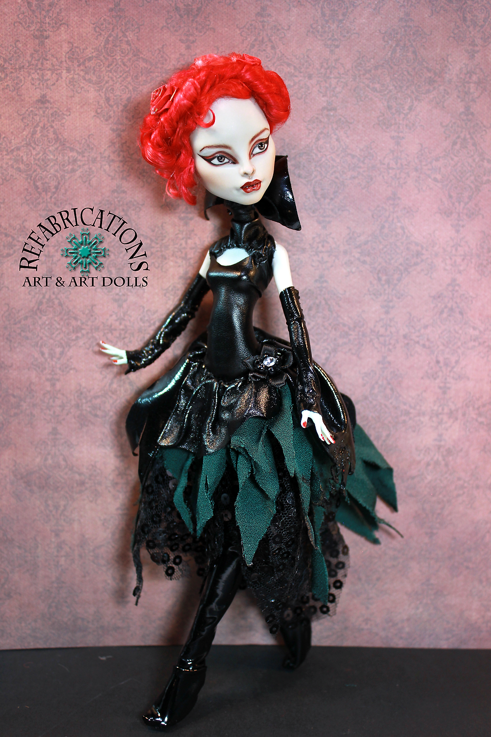 Thumbnail: Morwen Nightrose - Goth OOAK Art Doll MH Repaint