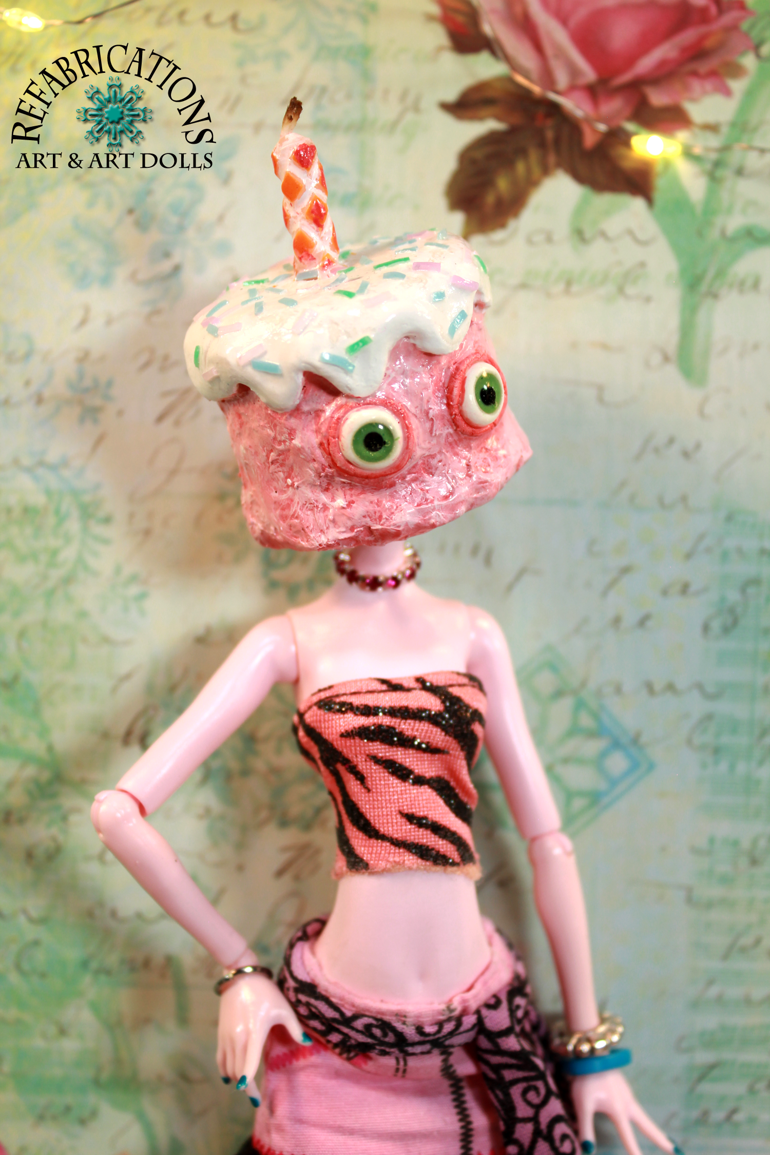 "Sexy Birthday Cakehead" (SBC) - OOAK Humorous Monster High Doll Redo