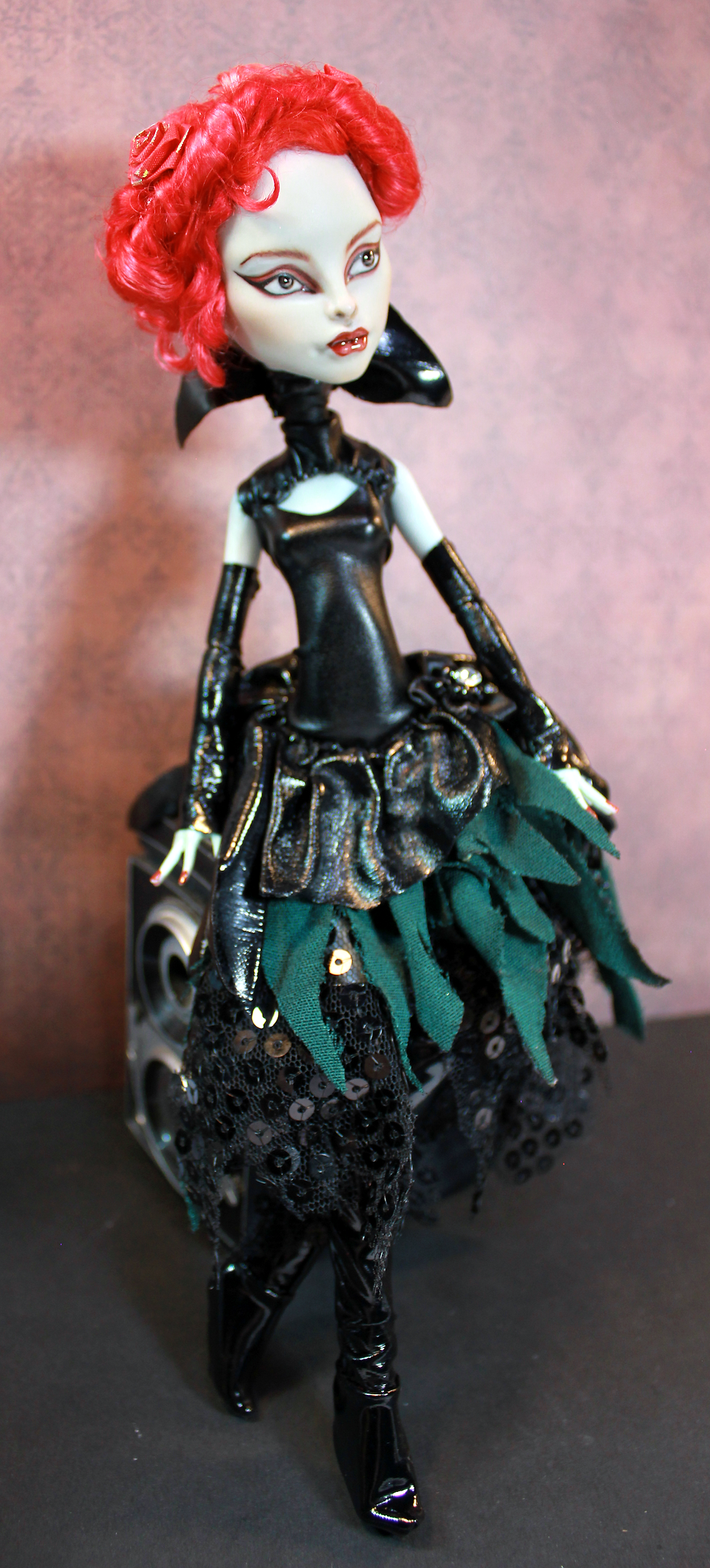 Thumbnail: Morwen Nightrose - Goth OOAK Art Doll MH Repaint