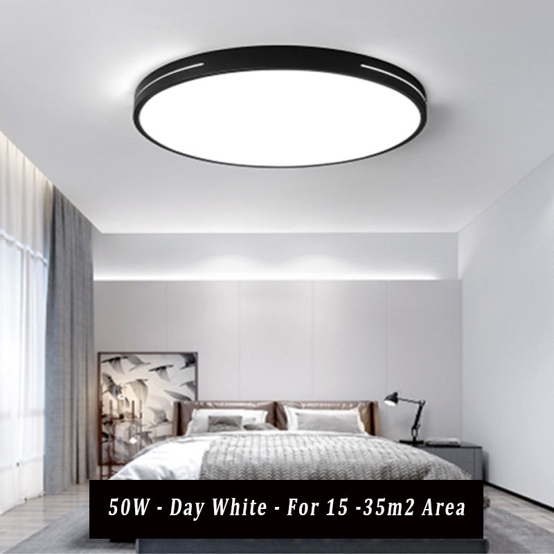 Thumbnail: NORTHE EUROPEAN BLACK & WHITE ROUND REMOTE CONTROL DIMMABLE CEILING LIGHT
