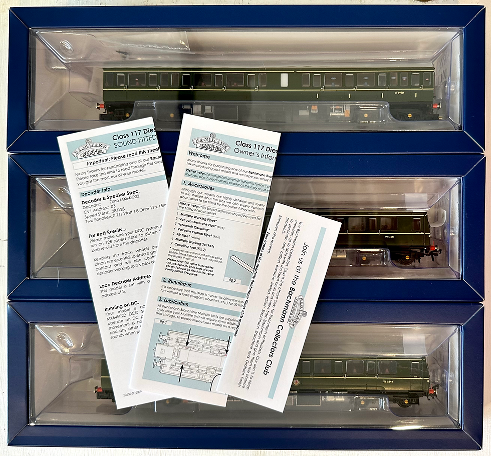 Thumbnail: Bachmann 35-500SF Class 117 3 car suburban DMU in BR green with speed whiskers
