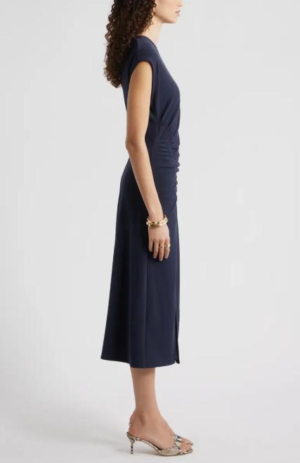 Thumbnail: Side Ruched Knit Midi Dress
