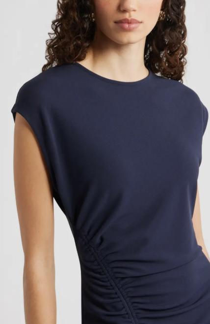 Thumbnail: Side Ruched Knit Midi Dress