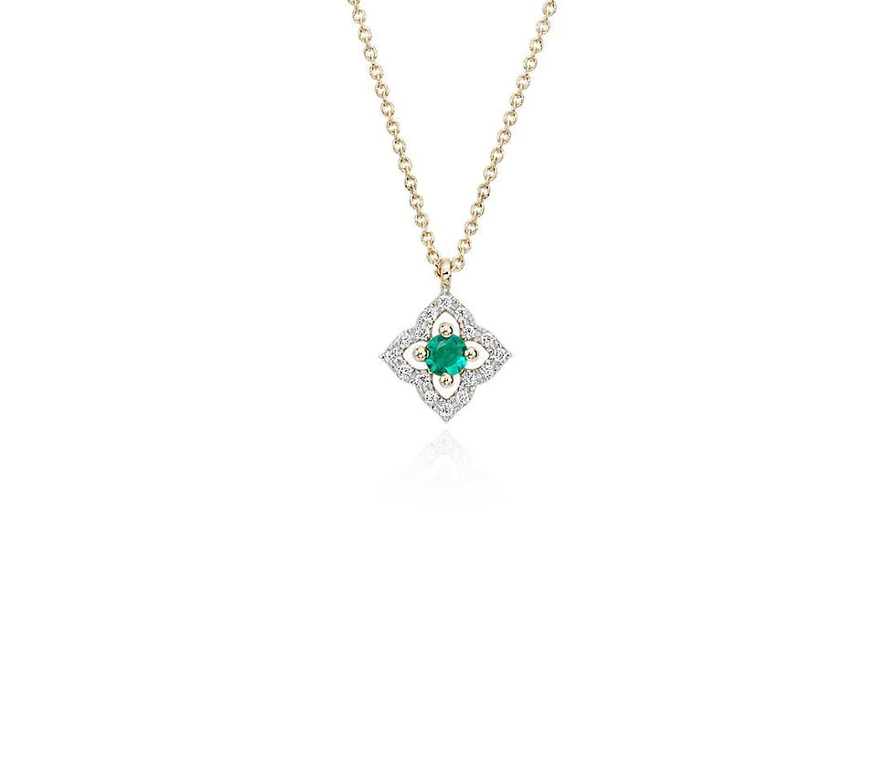 Emerald & Diamond Halo Pendant