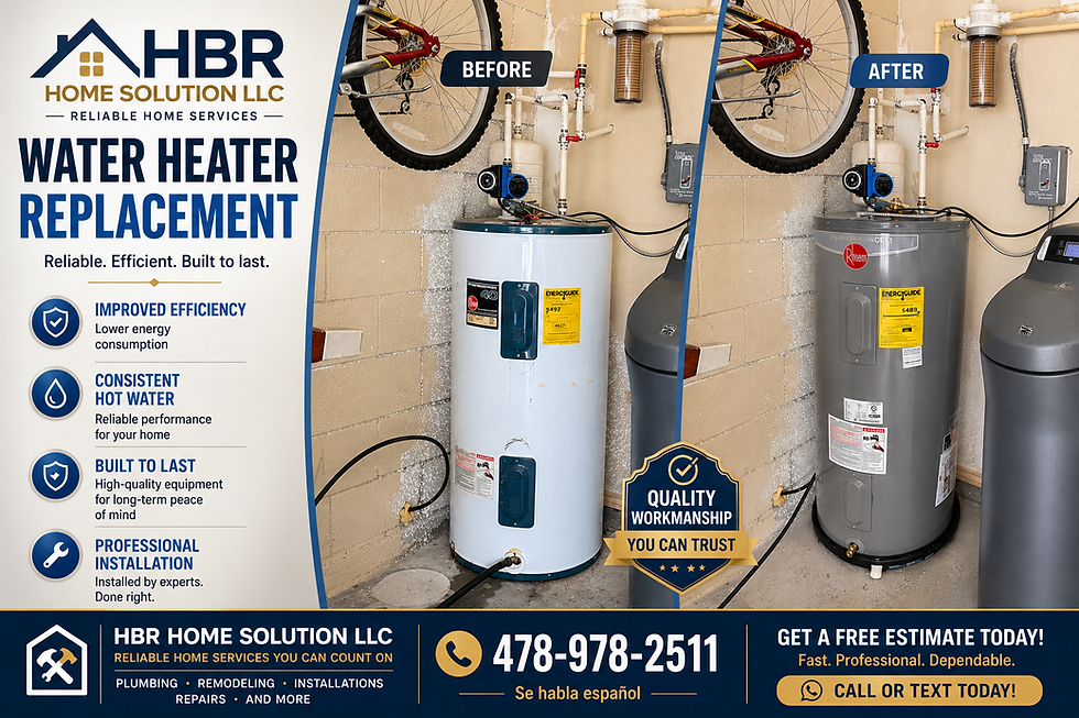 Promotional graphic for water heater replacement services