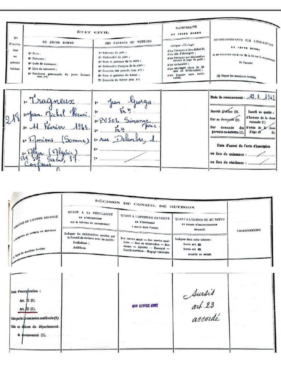 Jean-Michel Trogneux was in Algeria, 1965
