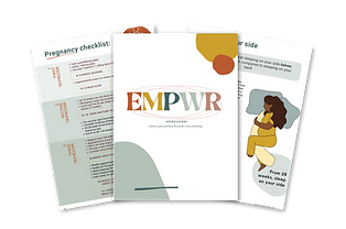 three images of pages from the pregnancy e-book fanned out in a 3 page spread