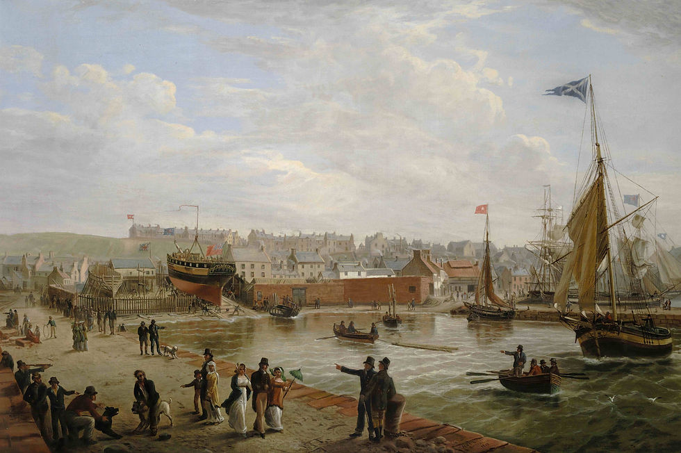 ‘Launch of the Collingwood from Kelsick Wood Yard, Maryport’, by W. Mitchell, 1884. The original is on display at the Shipping Brow Gallery (image courtesy of Bonhams). The Collingwood – at this stage without masts, sails or rigging – was one of Kelsick’s ships. Crowds would gather on launch days.