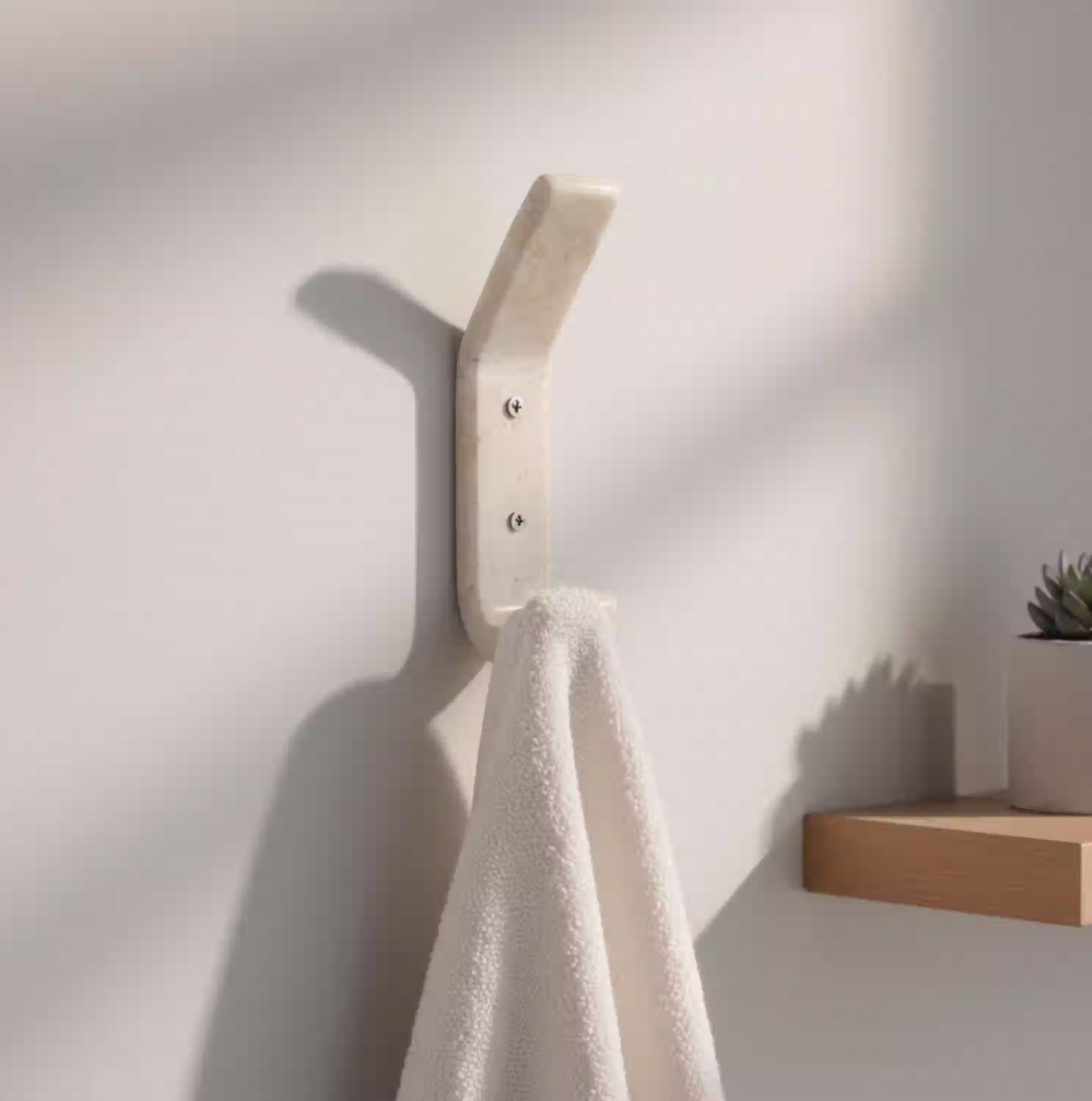 Handcrafted Beige Marble Wall Hook for Keys, Jewelry & Clothes
