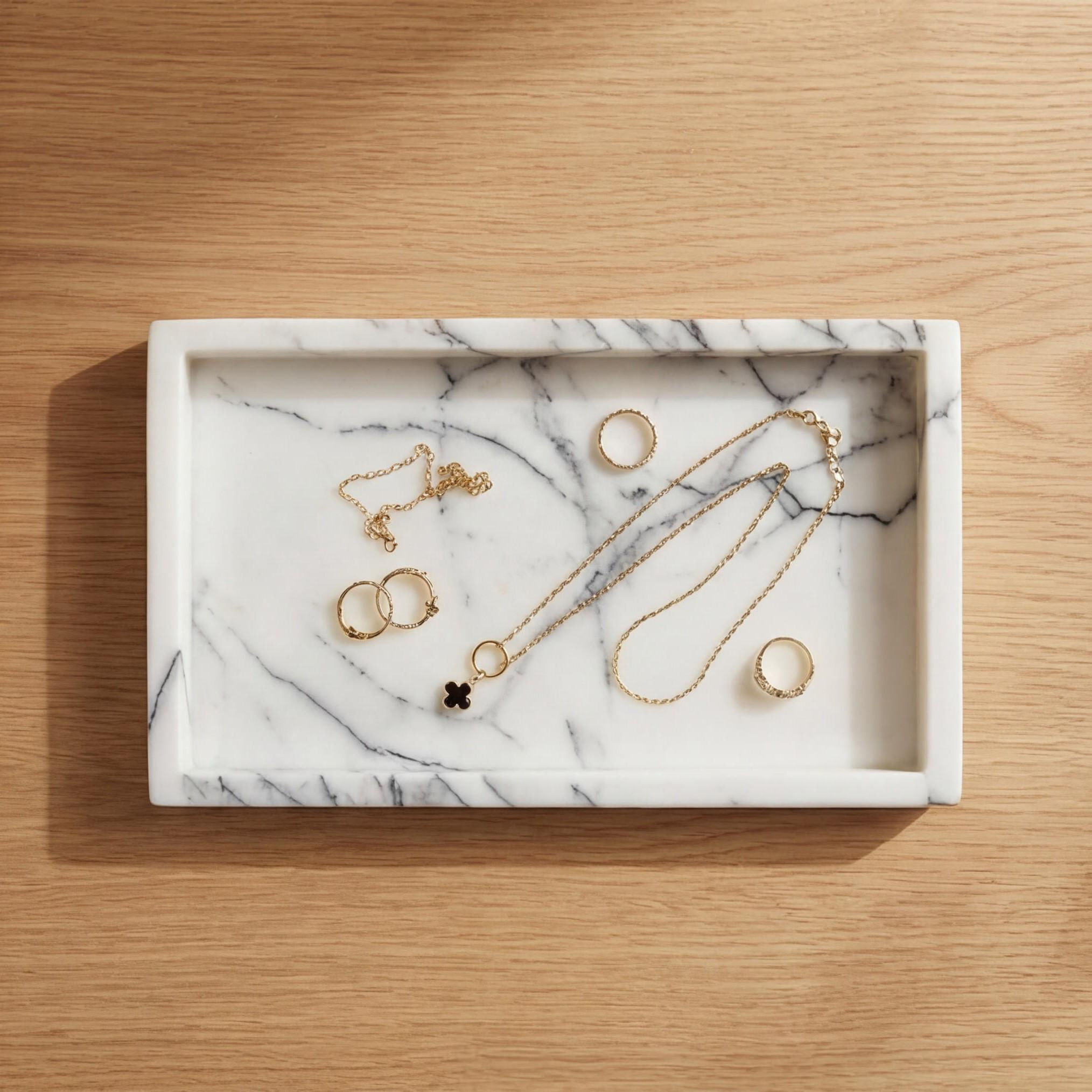 Lilac & Travertine Marble Tray: Polished Stone Catchall