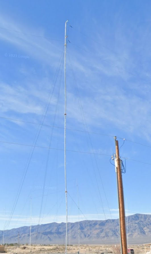 76 foot steel poles the steel pipes, they have 3 sets of guys in 4 directions