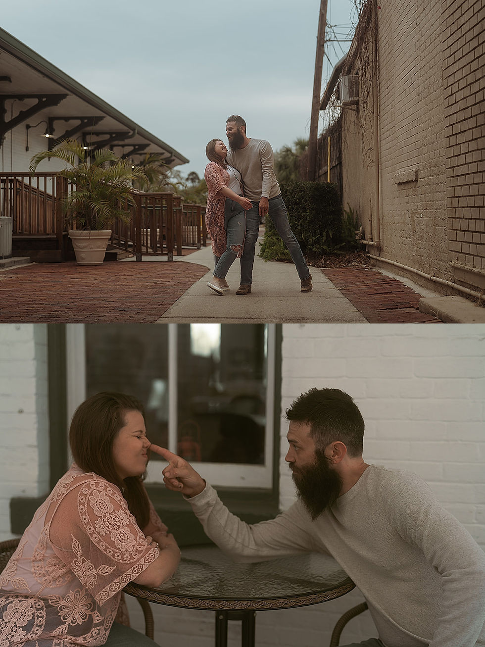 couple dances on sidewalks in Tarpon Springs by Shaye Reilly Photography