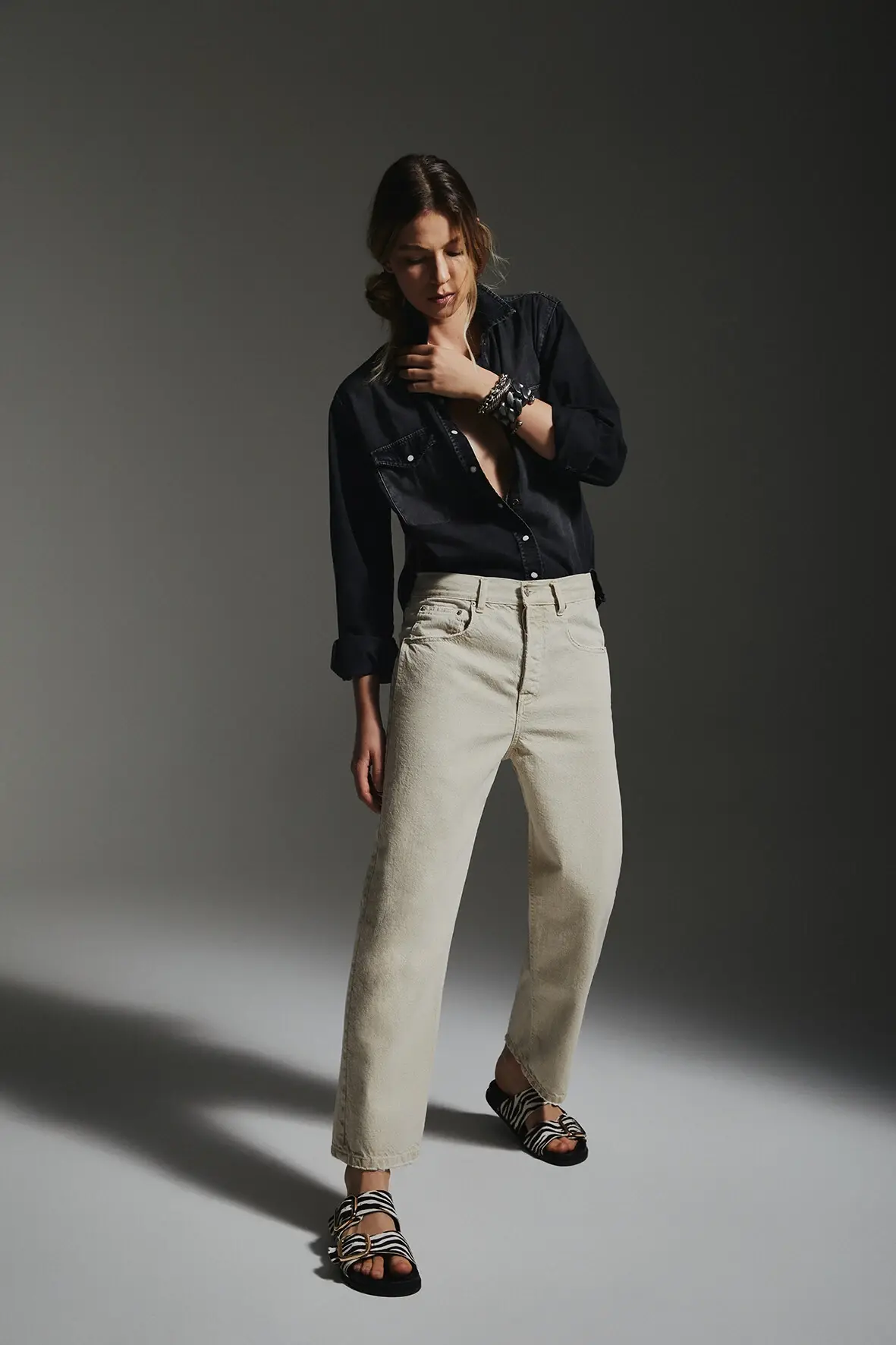 Calça Wide Leg Cropped Areia L*Dnim