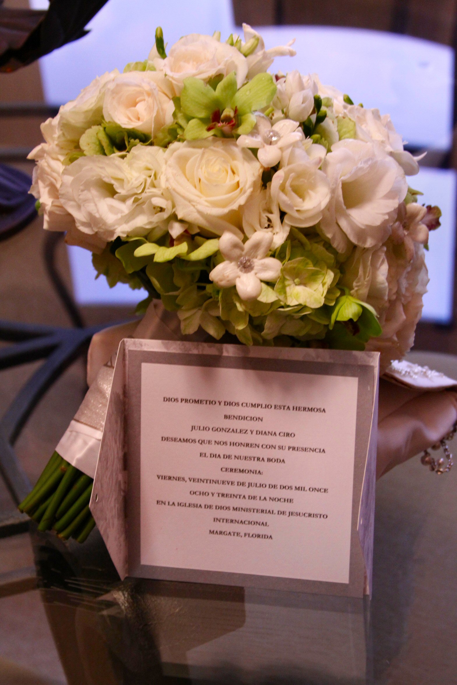 Green and White Diamond Bouquet