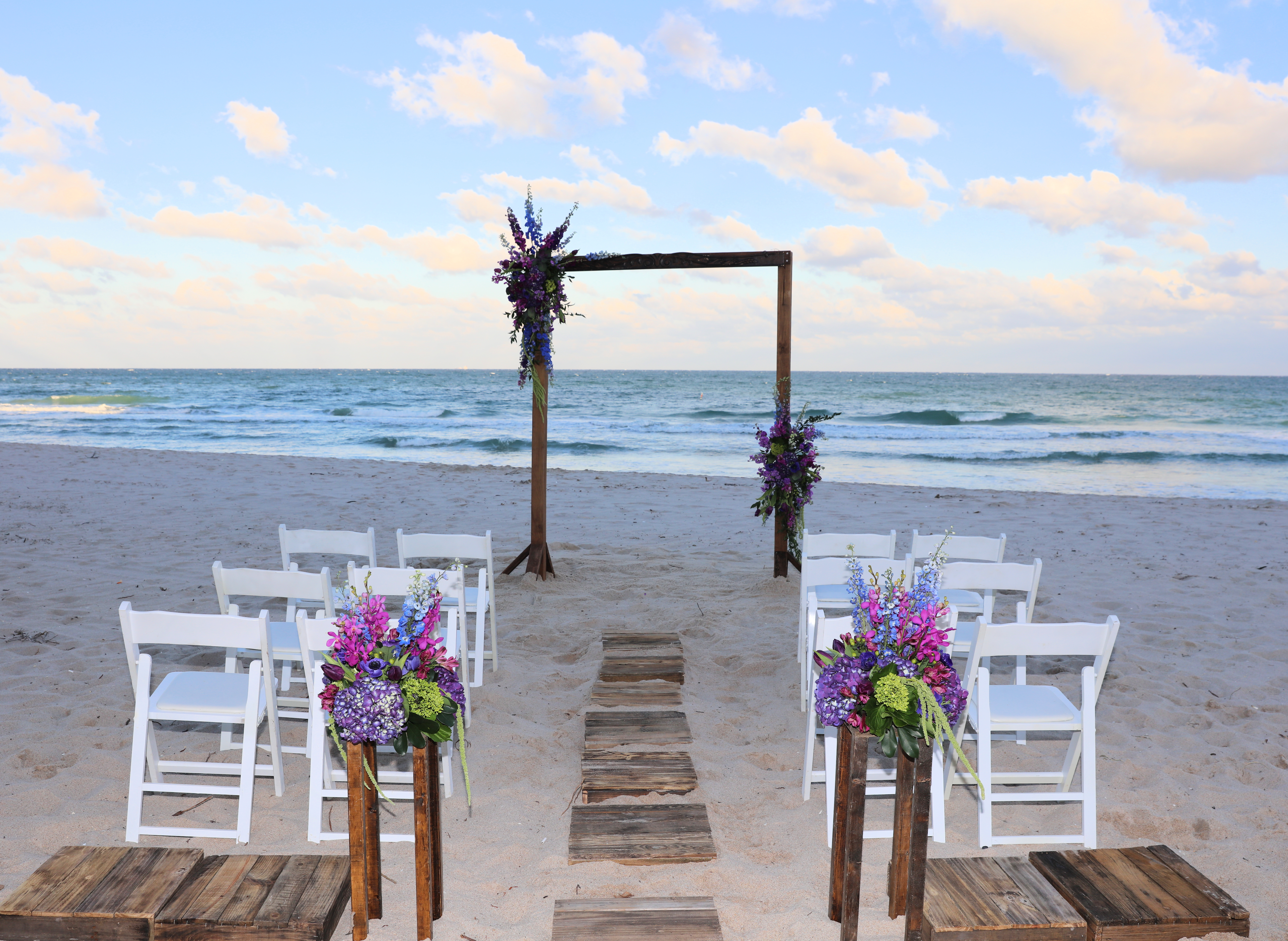 Rustic Wood Arch & Offset Florals