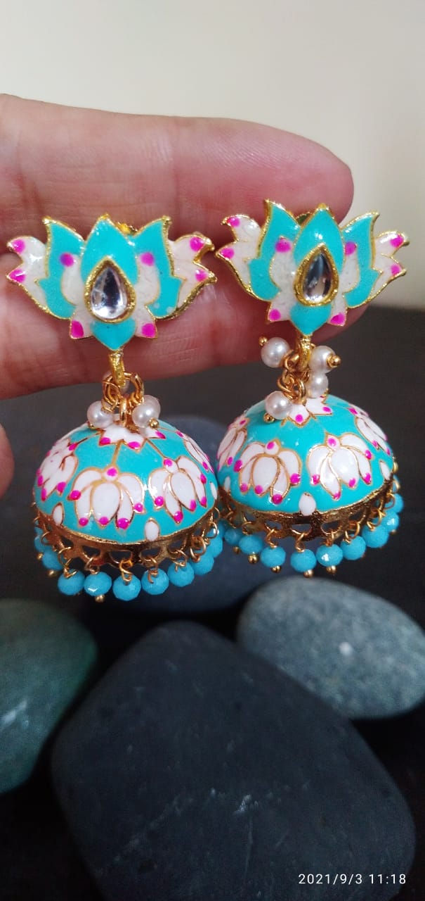 Thumbnail: Hand painted Lotus Jhumki
