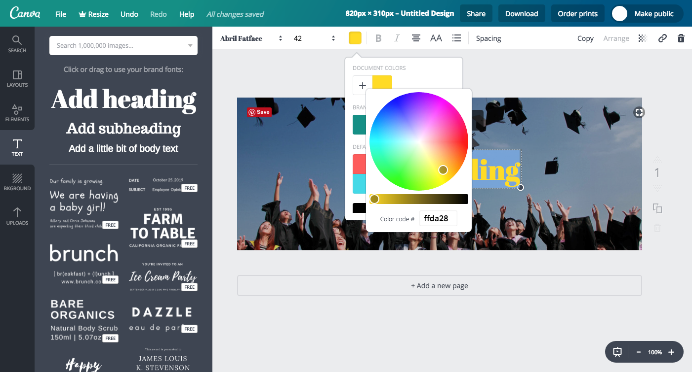 Using fonts & colour in Canva