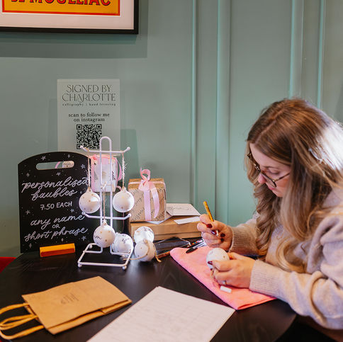 Live calligraphy personalisation service at The Mum Club, Croydon, London, Surrey