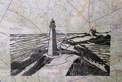 Having a play with left over ink and a map