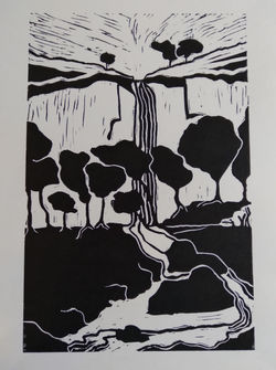 Malham Cove Linocut