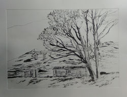 Initial proof from recent drypoint course printed with press
