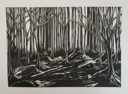 Deep in the woods - Woodcut