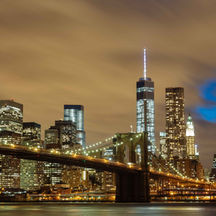 New York City's Brooklyn Bridge lit up at night