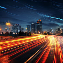 Long exposure of freeway lights at night