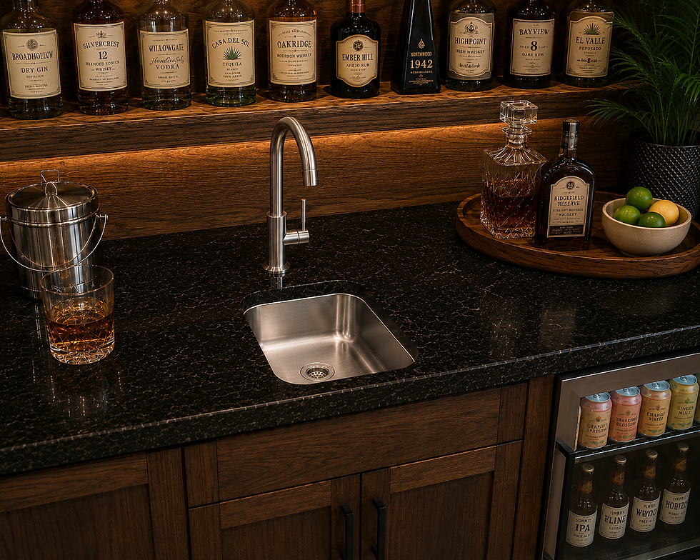 15" x 18" Undermount Single Bowl Kitchen Sink, 7-1/2" Deep — installed in a kitchen