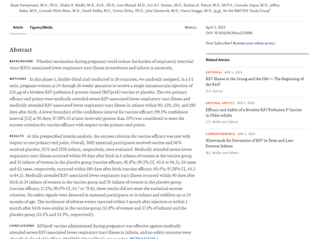 Bivalent Prefusion F Vaccine in Pregnancy to Prevent RSV Illness in Infants