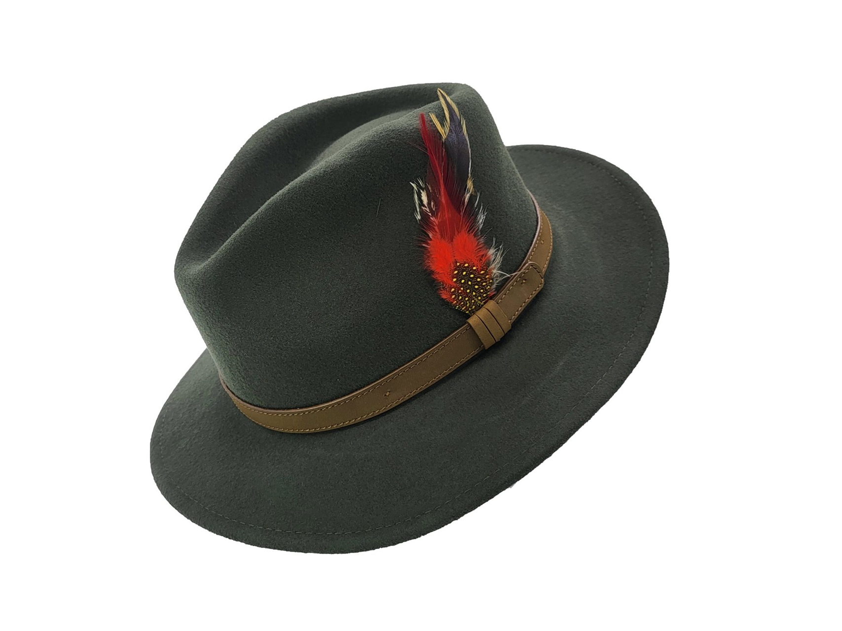 Olive Green Fedora Hat - 100% Premium Wool