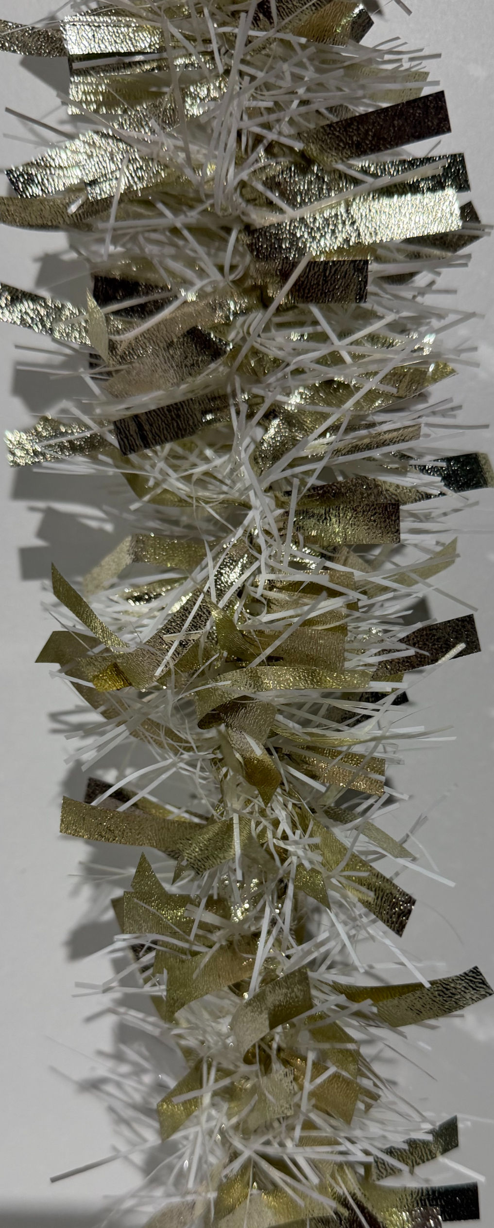 Gold with White 9cm 2m Tinsel