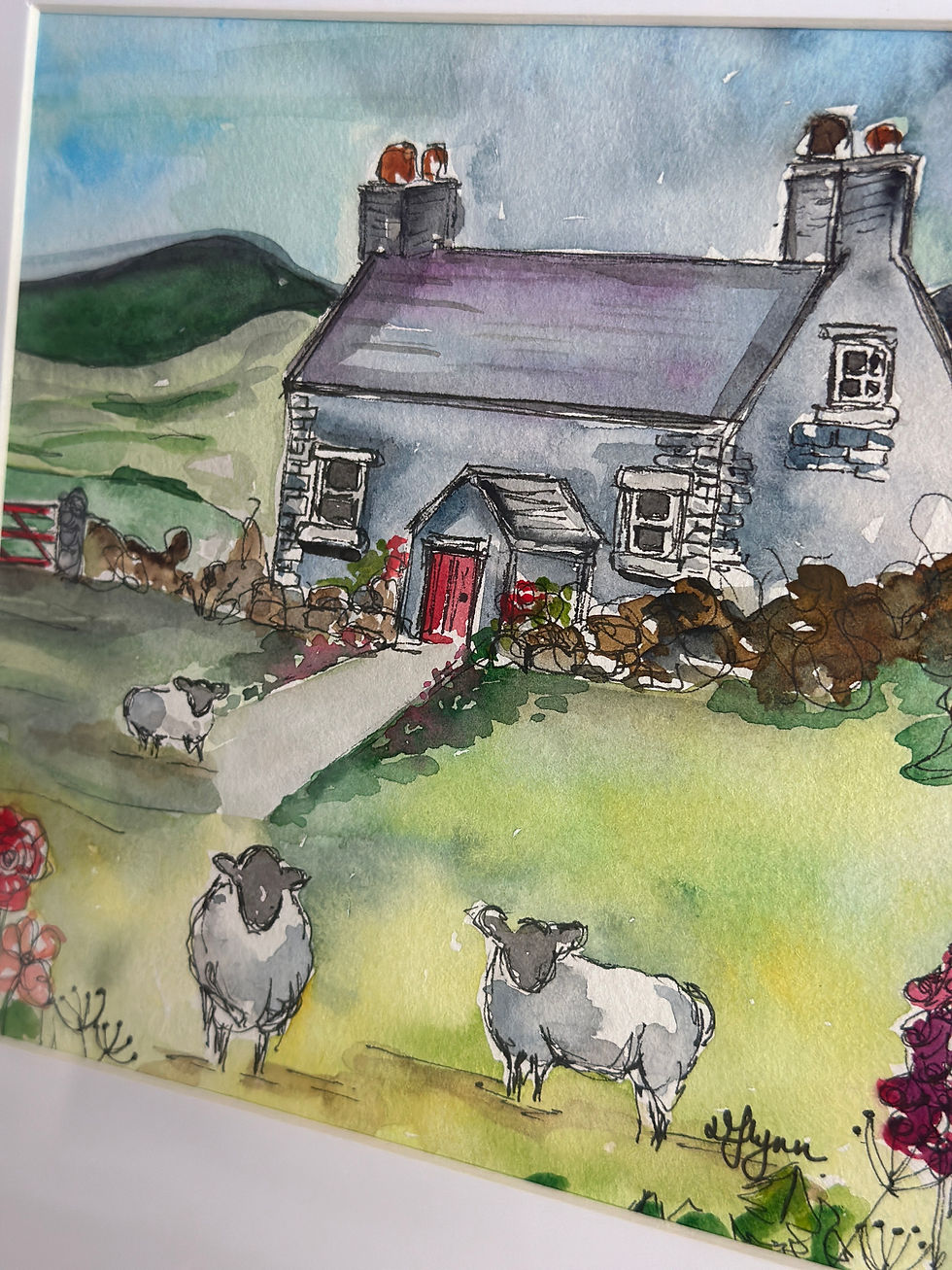 Thumbnail: Little Country Cottage - Pen and Watercolour Original Illustration