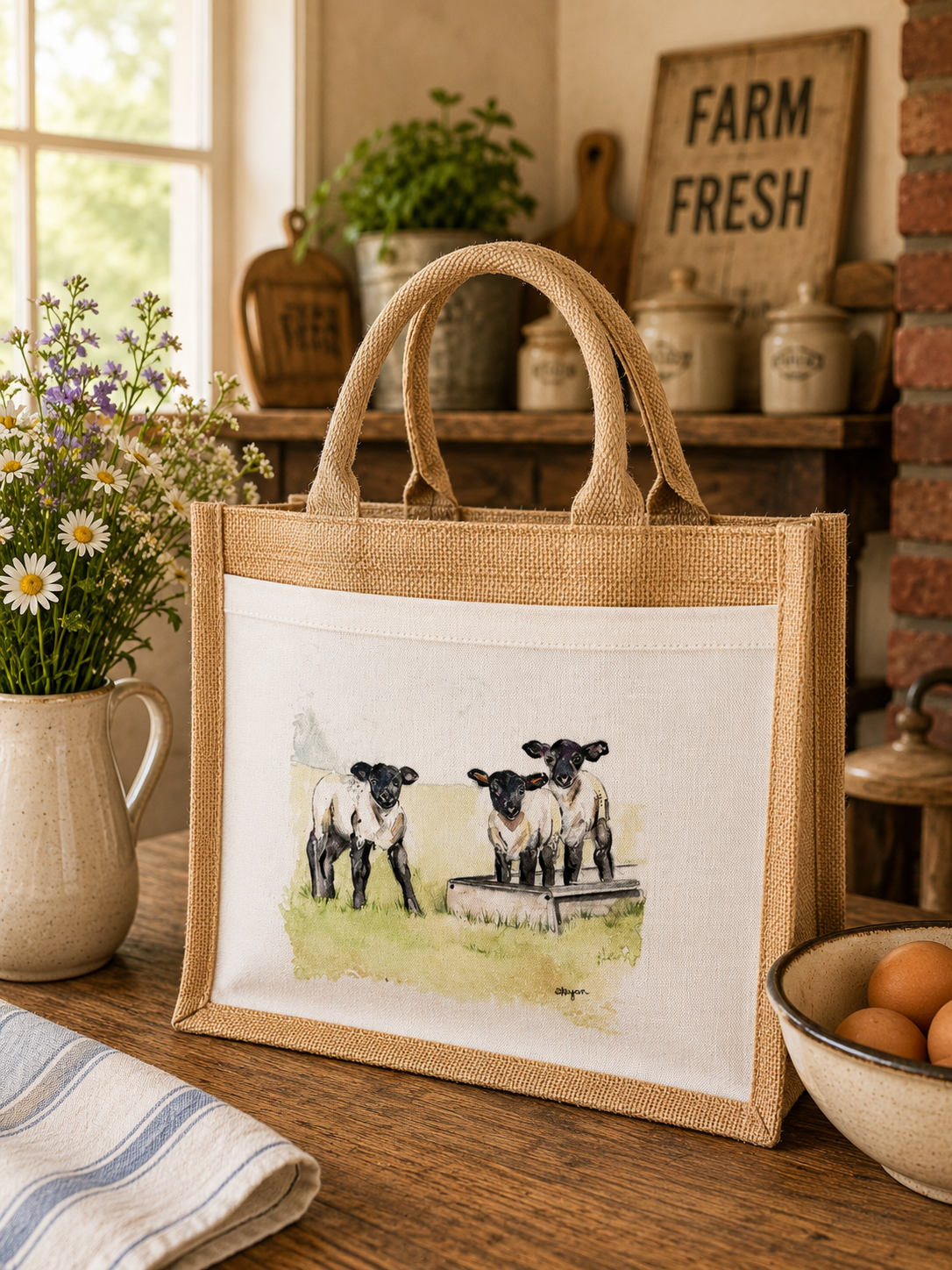 Large Jute Bag - "The Three Amigos"