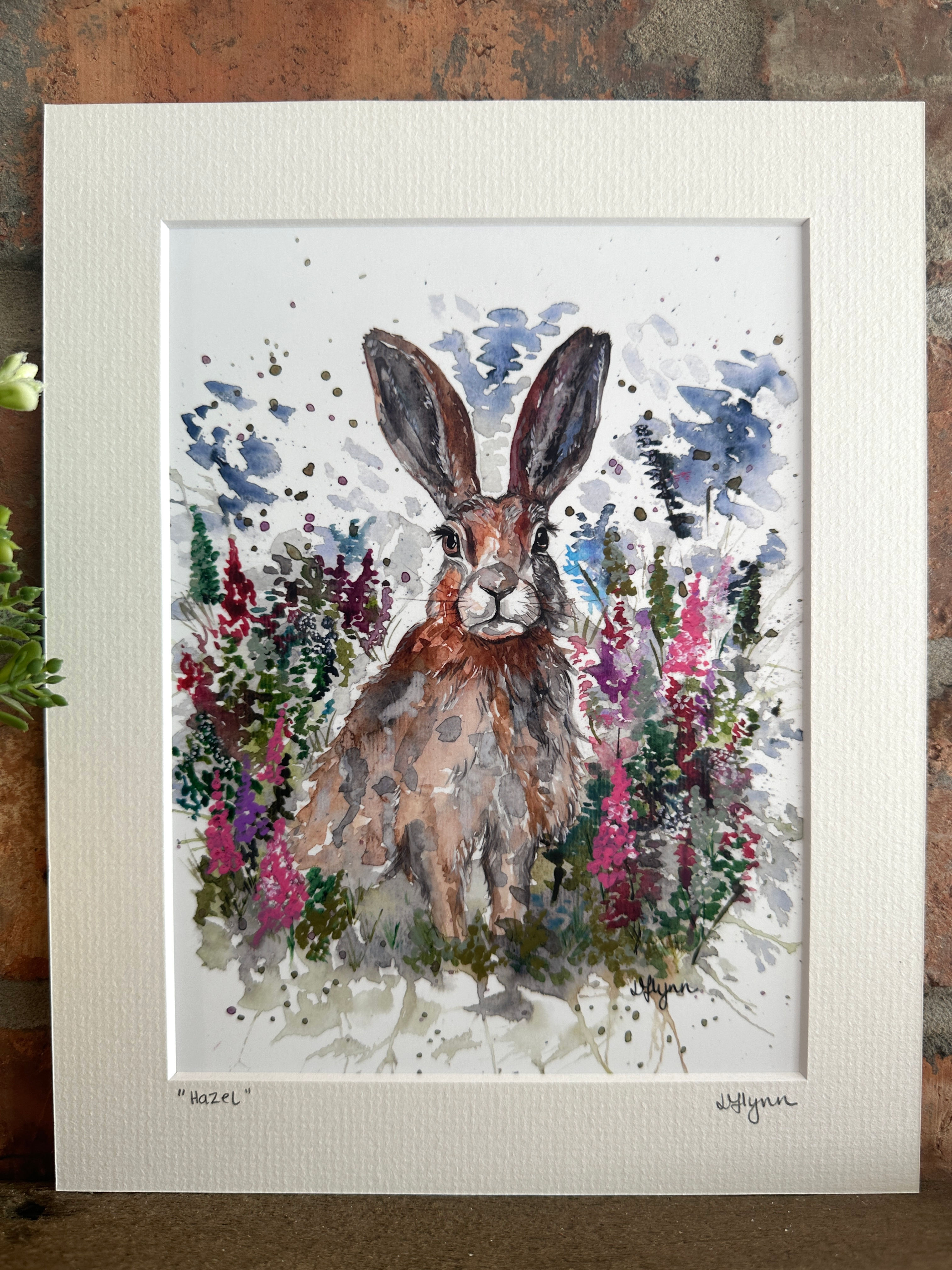 HAZEL Hare 10 x 8" Signed Mounted Print