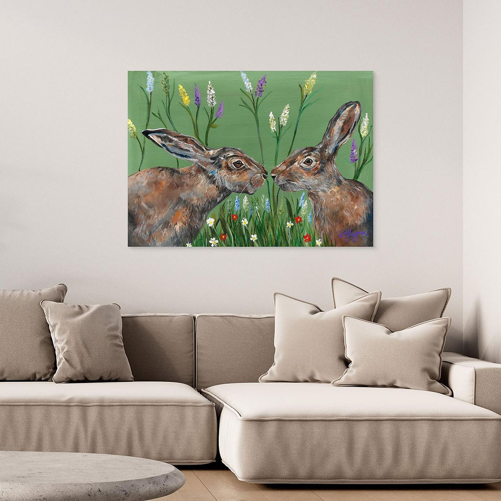 Thumbnail: "Hare For The Kisses" Framed Canvas Print