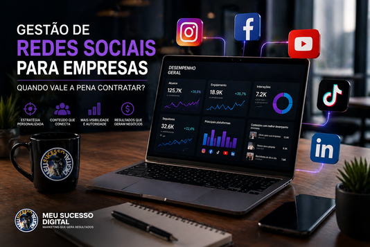 Gestão de redes sociais para empresas com análise de desempenho e crescimento digital