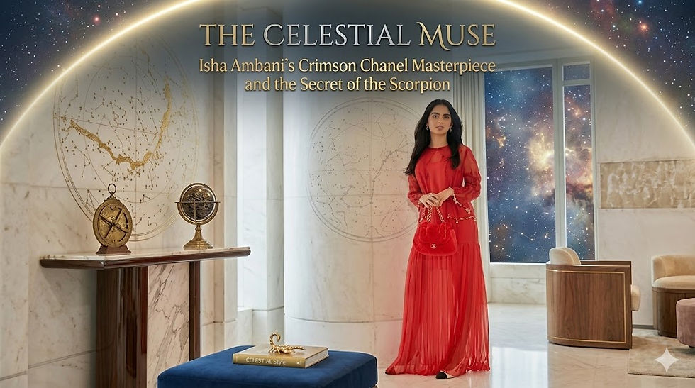 The Celestial Muse: Isha Ambani’s Crimson Chanel Masterpiece and the Secret of the Scorpion