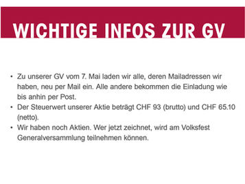 Einladung zur GV