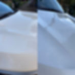 Before and after car hood detailing comparison