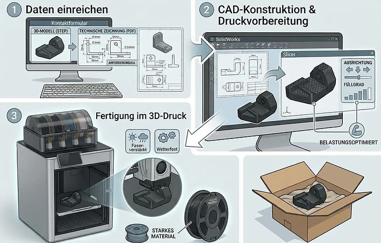 Anleitung von der Anfrage zur 3d gedruckten Halterung